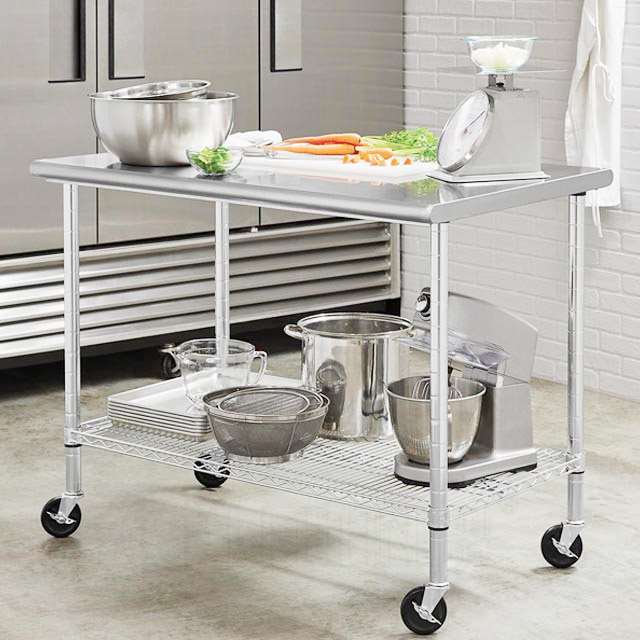 Stainless Steel Worktable Kitchen Table Rack with Wheels